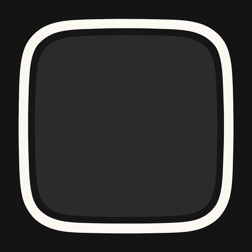 Curved dark gray square with a white outline.
In-Game asset.  2d.  High contrast.  No shadows