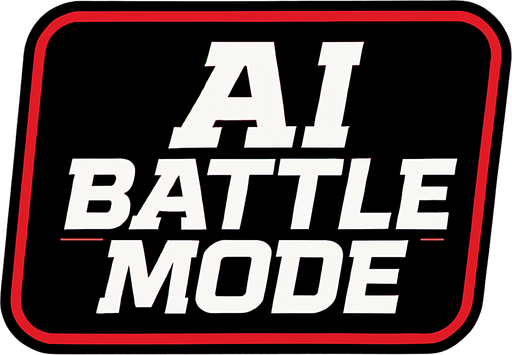 A UI button that says Ai Battle Mode in sports ESPN style fonts.
In-Game asset.  2d.  High contrast.  No shadows