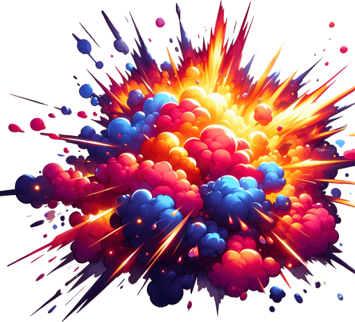 Explosion.
Single Game Texture. In-Game asset. 2d. Blank background. High contrast. No shadows.