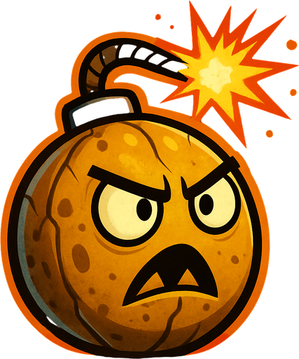explosivewallnut de plantas vs zombies fusion.
In-Game asset.  2d.  High contrast