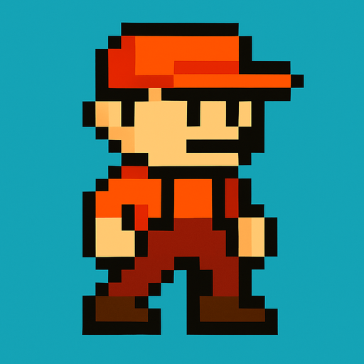 pixel player.
In-Game asset.  2d.  High contrast.  No shadows