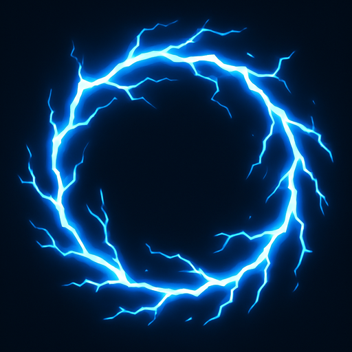 blue electric shock circular.
In-Game asset.  2d.  High contrast.  No shadows