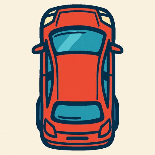 car viewed from above.
In-Game asset.  2d.  High contrast.  No shadows