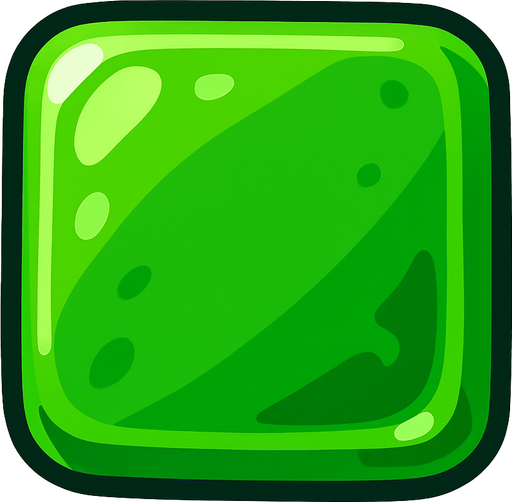 Edible square, single green candy.
In-Game asset.  2d.  High contrast.  No shadows
