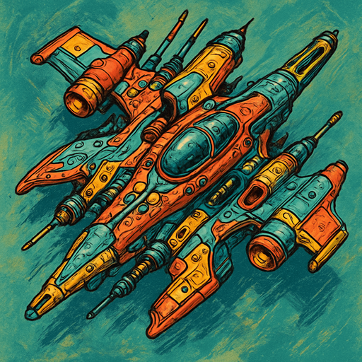 crazy spaceship top view.