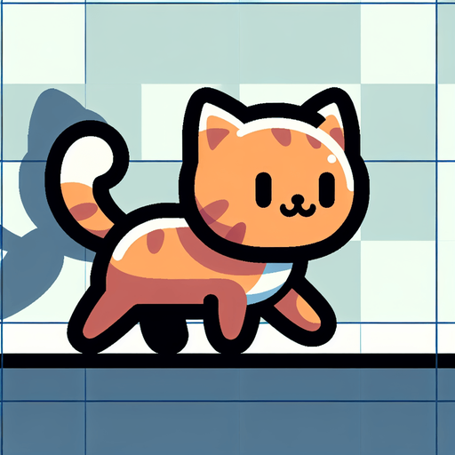 2 ayak üstünde yürüyen cat.
Single Game Texture.  In-Game asset.  2d.  Blank background.  High contrast.  No shadows