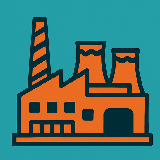 Factory.
In-Game asset.  2d.  High contrast.  No shadows