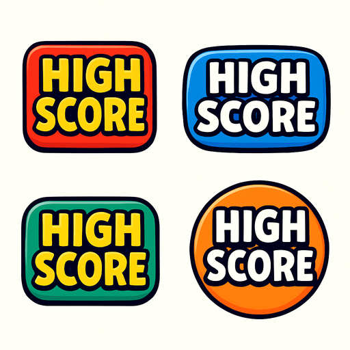 Pack of High score button.
In-Game asset.  2d.  High contrast.  No shadows