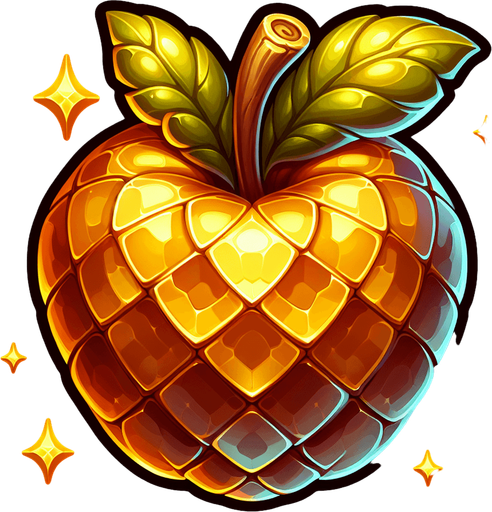 Golden Apple
Single Game Texture. In-Game asset. 2d. Blank background. High contrast. No shadows.