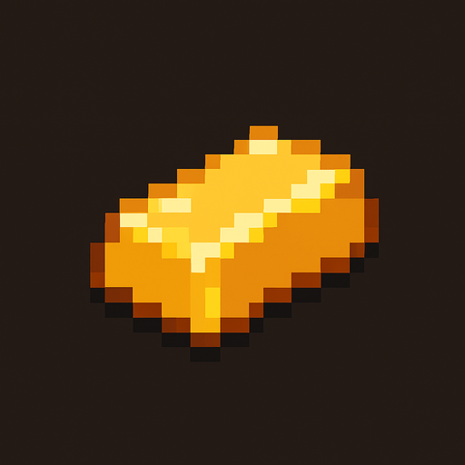 2d pixel bir külçe altın.
In-Game asset.  2d.  High contrast.  No shadows