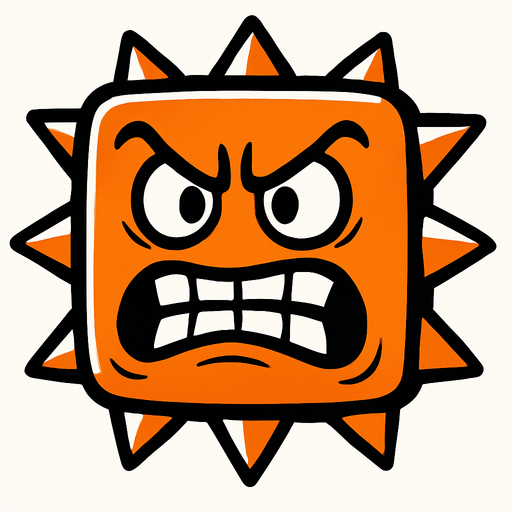 spike block with an angry face.
In-Game asset.  2d.  High contrast.  No shadows. cartoon