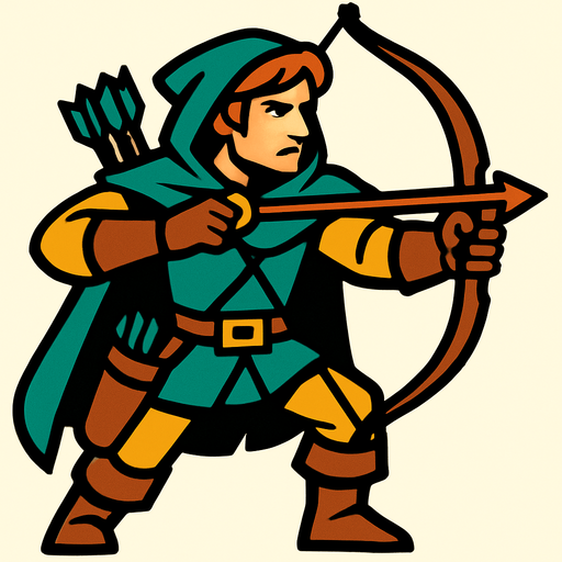 Archer  hero.
In-Game asset.  2d.  High contrast.  No shadows