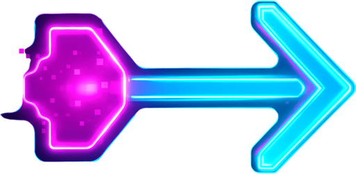 Neon cyberpunk 3d arrow glowing