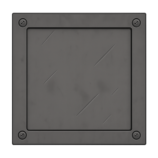 make it as a perfect rectangle, screws on all the corners. no background, transparent background