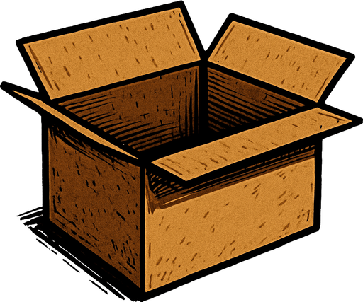dikdörtgen bir biçimde ağzı açık karton kutu gerçekçi olsun.
In-Game asset.  2d.  High contrast.  No shadows
