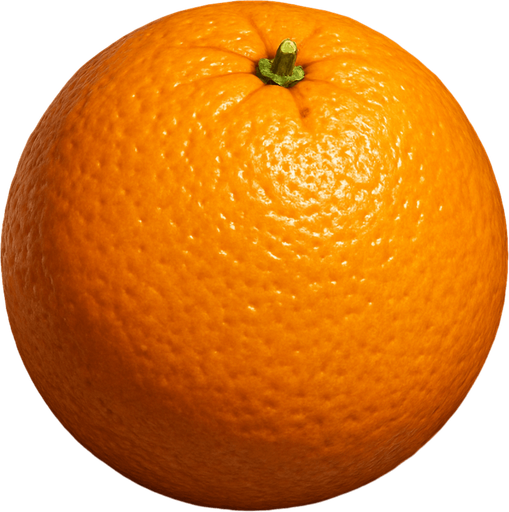 ultra realistic orange fruit.
In-Game asset.  2d.  High contrast.  No shadows