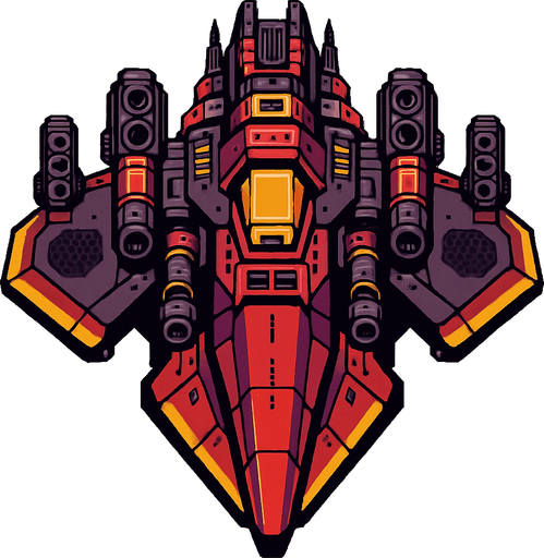 big boss spaceship. In-Game asset. 2d. High contrast. No shadows.
In-Game asset.  2d.  High contrast.  No shadows
