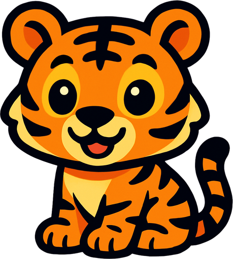Cute tiger.
In-Game asset.  2d.  High contrast.  No shadows