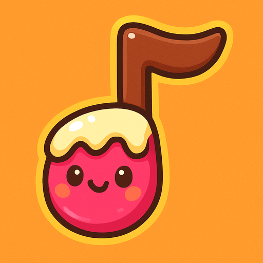 cute 2D illustration of a delicious musical note as a collectible item in a casual mobile game.
In-Game asset.  2d.  High contrast.  No shadows
