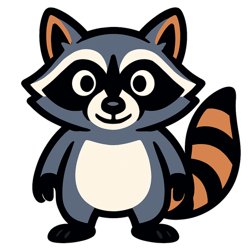raccoon no background.
In-Game asset.  2d.  High contrast.  No shadows