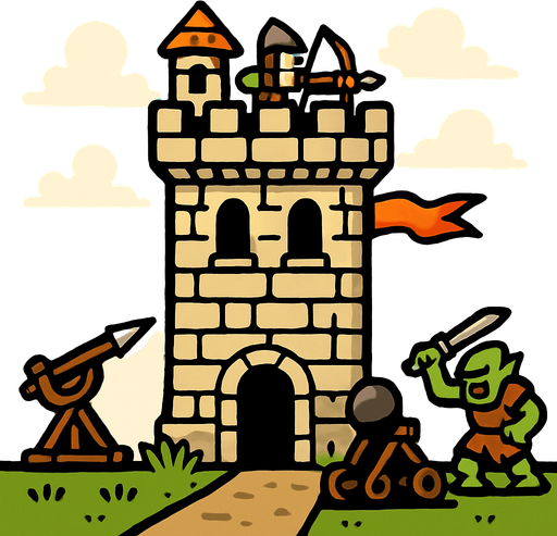 Orta çağ dönemi kule savunma.
In-Game asset.  2d.  High contrast.  No shadows