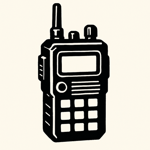 black walkie talkie.
In-Game asset.  2d.  High contrast.  No shadows