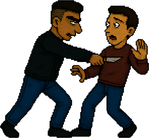 elindeki bıçakla karşısındakine saldırıp bıçaklama hareketi