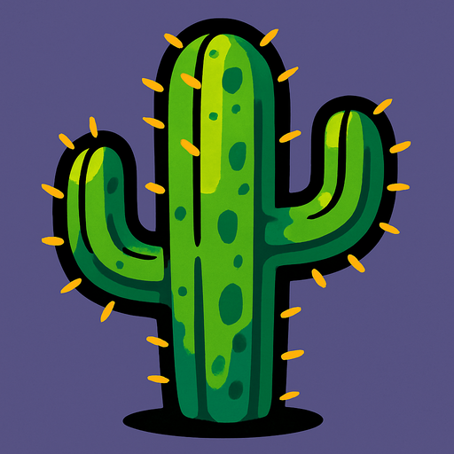 Cactus.
In-Game asset.  2d.  High contrast.  No shadows