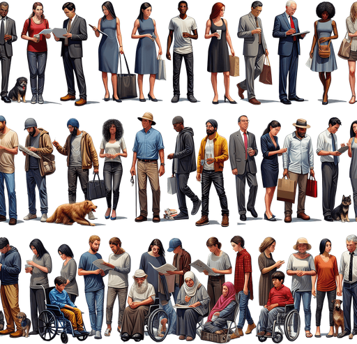 People who are midle class.
Single Game Texture. In-Game asset. 2d. Blank background. High contrast. No shadows.
