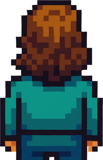 yellow plus brown haired man pixel art with different colors of clothing