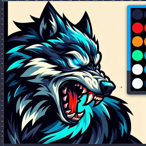 An animated image a fierce wolf.
Single Game Texture. In-Game asset. 2d. Blank background. High contrast. No shadows.