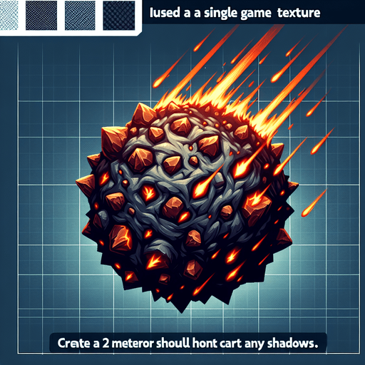 a giant meteor.
Single Game Texture. In-Game asset. 2d. Blank background. High contrast. No shadows.