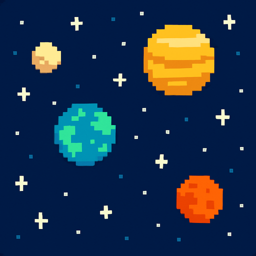 2d pixel art space.
In-Game asset.  2d.  High contrast.  No shadows