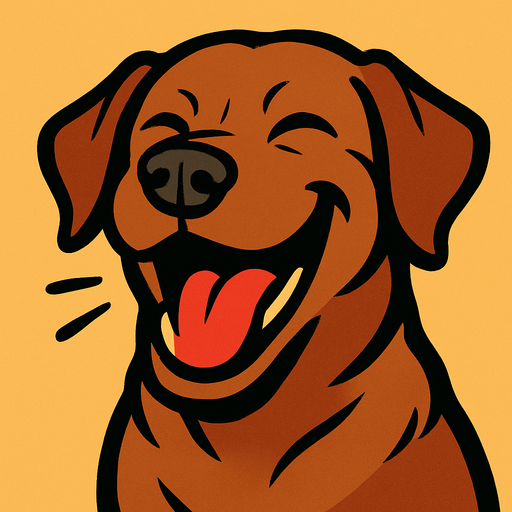 labrador laugh.
In-Game asset.  2d.  High contrast.  No shadows