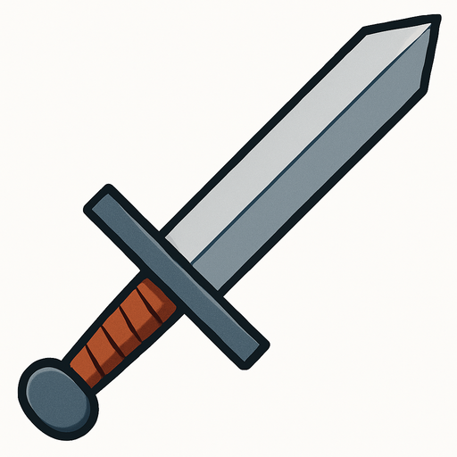 Basic sword.
In-Game asset.  2d.  High contrast.  No shadows