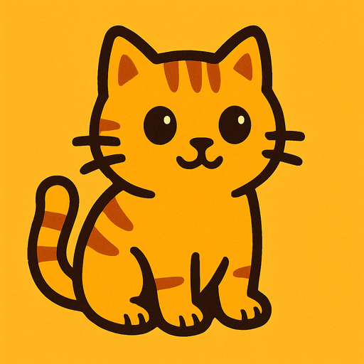 sarı kedi.
In-Game asset.  2d.  High contrast.  No shadows