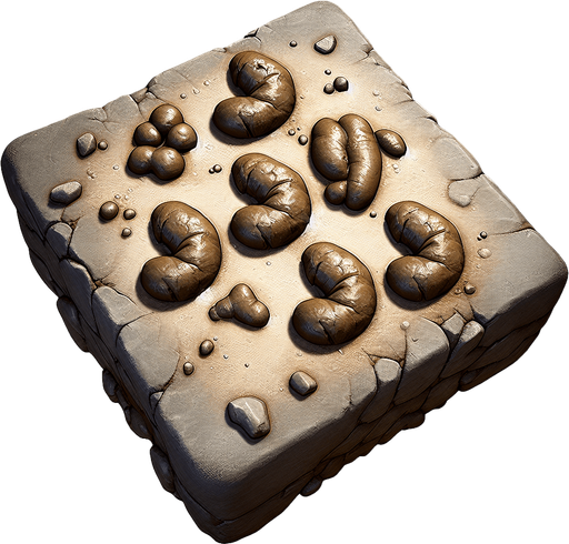 dog shit.
Single Game Texture. In-Game asset. 2d. Blank background. High contrast. No shadows.