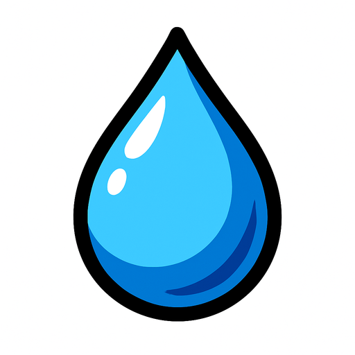 gota de agua.
In-Game asset.  2d.  High contrast.  No shadows