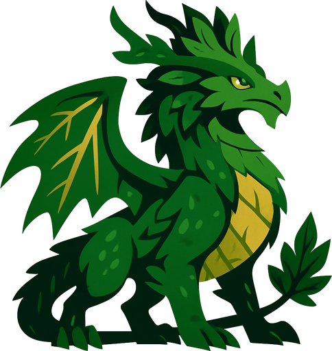 Dragon légendaire de la nature.
In-Game asset.  2d.  High contrast.  No shadows