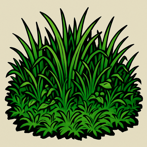 Junglee grass ground which is a bit overgrown.
In-Game asset.  2d.  High contrast.  No shadows