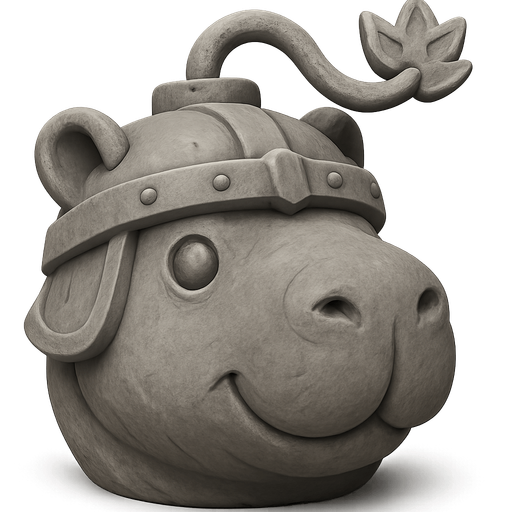 Recrealo en una escultura. Utiliza un estilo cartoon. Usas colores grises. Recuerda que es un capibara usas sus rasgos y formas. Damelo sin fondo