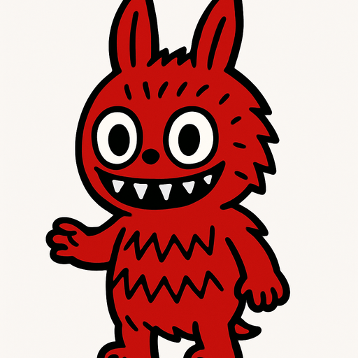 Red Labubu.
In-Game asset.  2d.  High contrast.  No shadows
