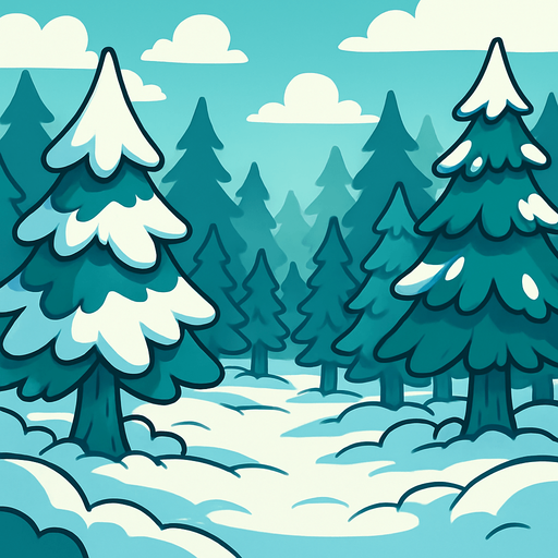 Background, endless, forest, winter, cartoon.
In-Game asset.  2d.  High contrast.  No shadows