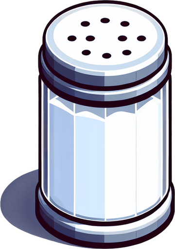 a salt can, viewed from above.
Single Game Texture. In-Game asset. 2d. Blank background. High contrast. No shadows.