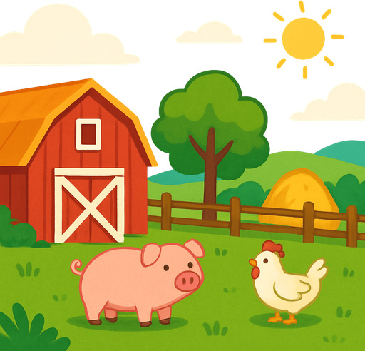 Simple Casual game background animal farm.