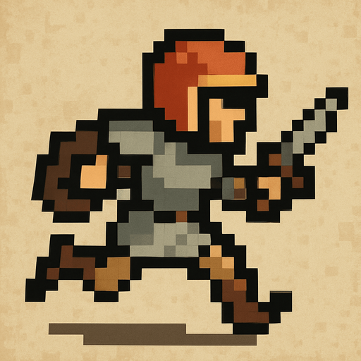 orta çağ hızlı düşman pixel art.
In-Game asset.  2d.  High contrast.  No shadows