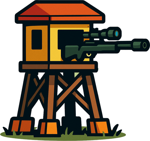 the sniper tower of tower defense.
In-Game asset.  2d.  High contrast.  No shadows