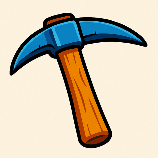 Cartoonish mining pick.
In-Game asset.  2d.  High contrast.  No shadows