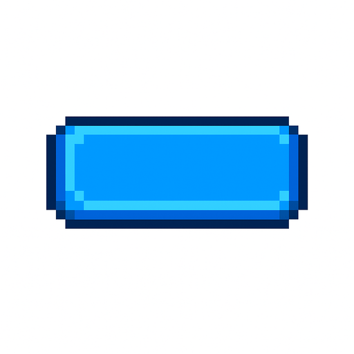 Crea un botón de color azul pixel.
In-Game asset.  2d.  High contrast.  No shadows