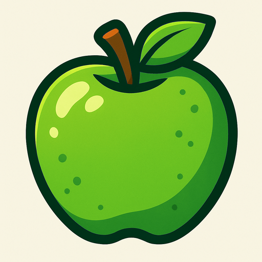 Green apple.
In-Game asset.  2d.  High contrast.  No shadows